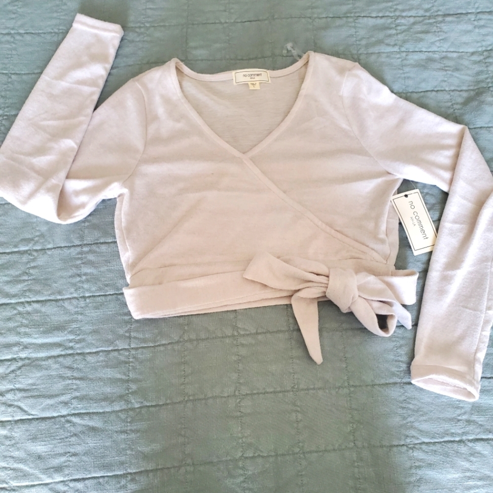 Cream long sleeve crop